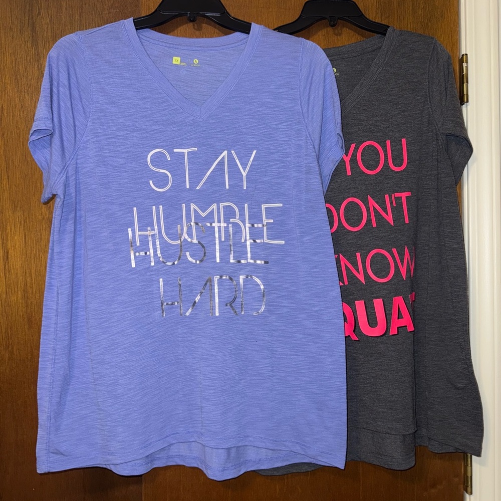 🐠 2 lot Xersion Charcoal and Purple tees